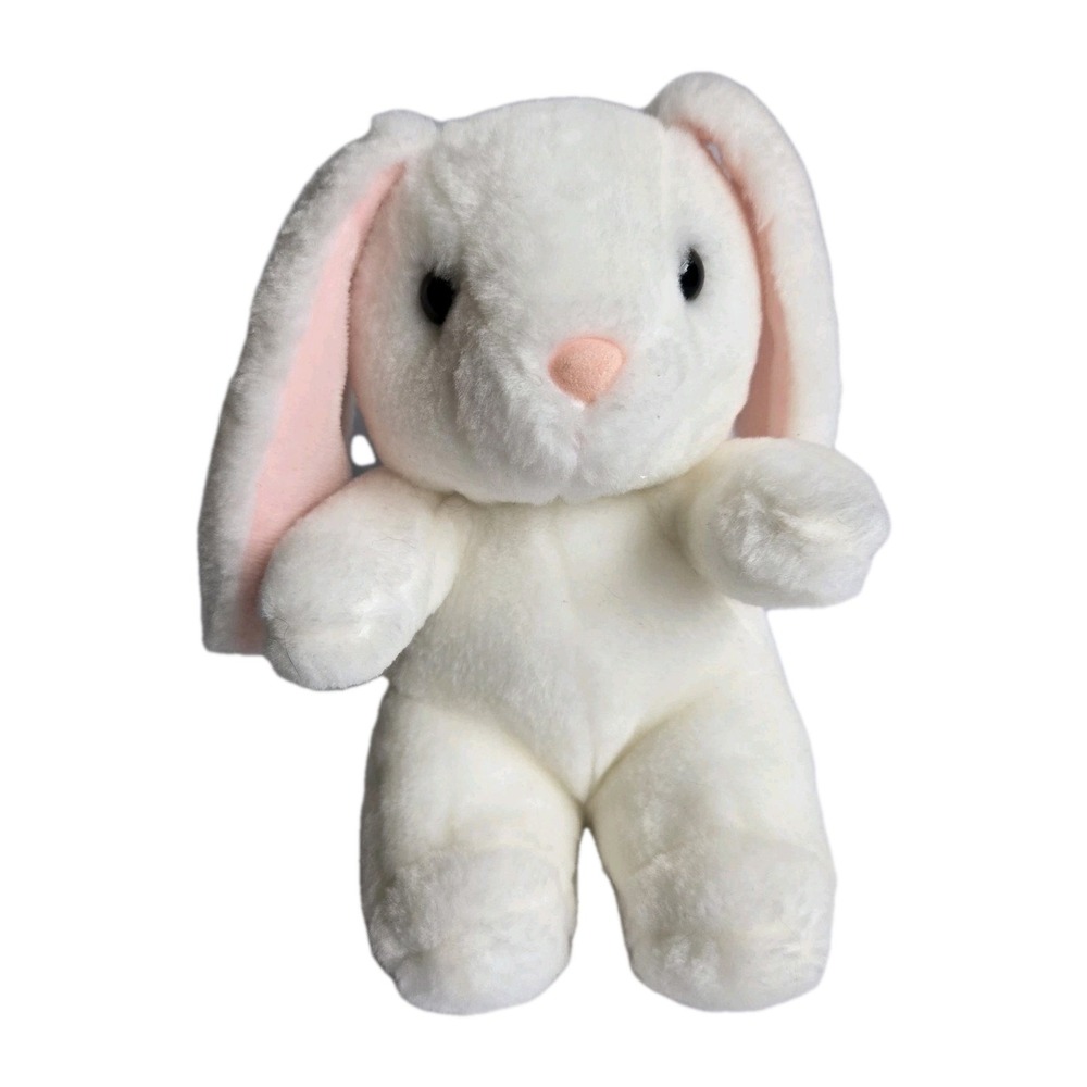 Lemonwood Asia Bunny Rabbit Plush Stuffed Animal 7" White Fur Pink Ears Easter